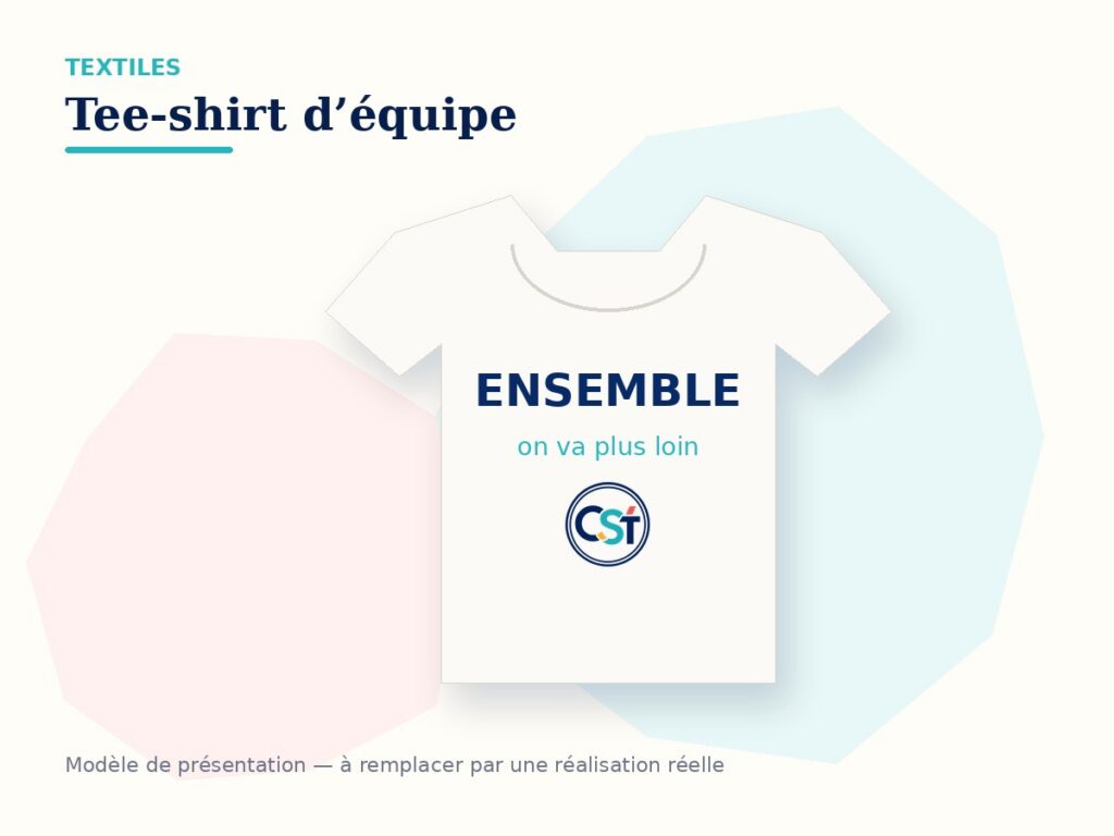 Tee-shirt d’équipe personnalisé — visuel de démonstration